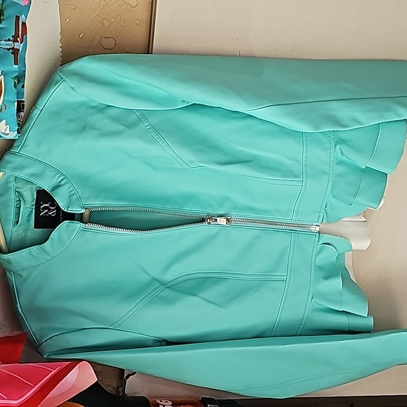 Mint Color Pleather Moto Jacket - Picture 1 of 5